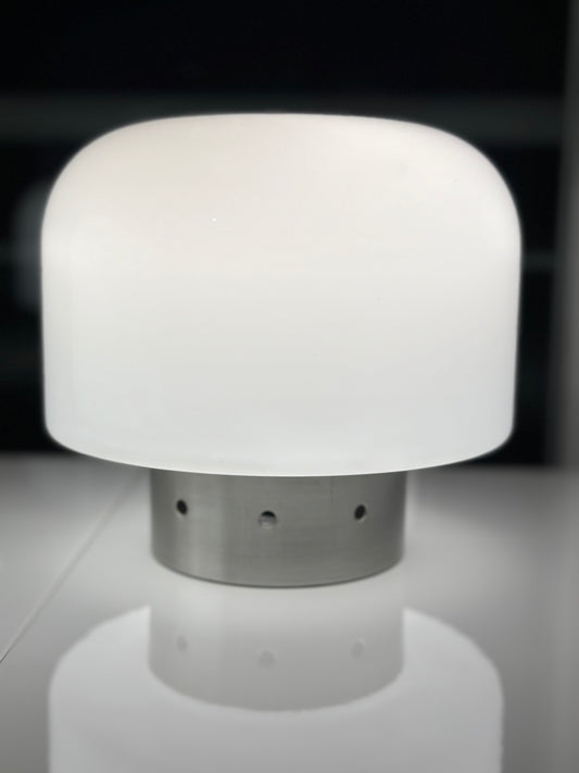 Tischleuchte Nachttisch Lampe Stilux Milano Italy Glas 1970er