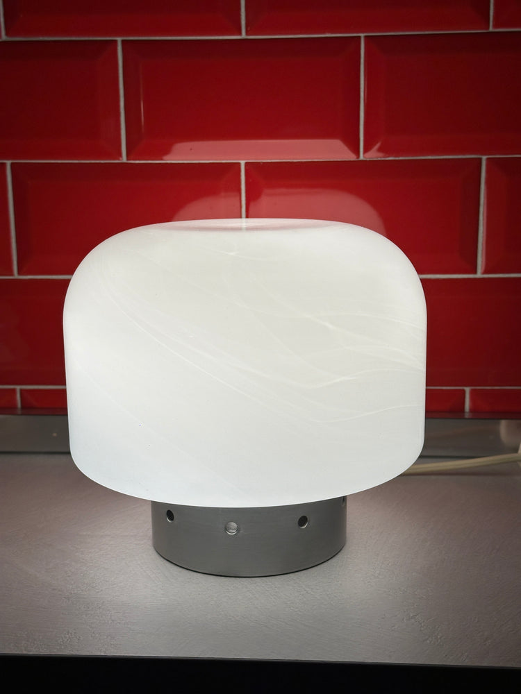 Tischleuchte Nachttisch Lampe Stilux Milano Italy Glas 1970er