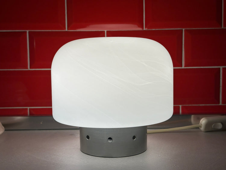 Tischleuchte Nachttisch Lampe Stilux Milano Italy Glas 1970er