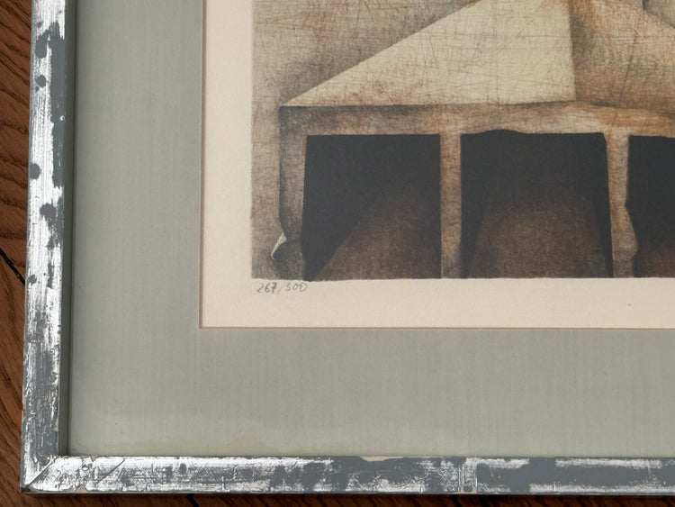 H.O. Müller-Erbach Lithografie 1974 gerahmt