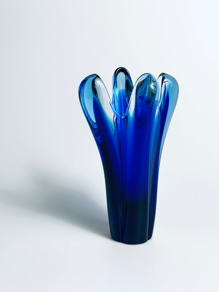 Vase Kristall Böhmen Design Rudolf Beranek Überfang 60er