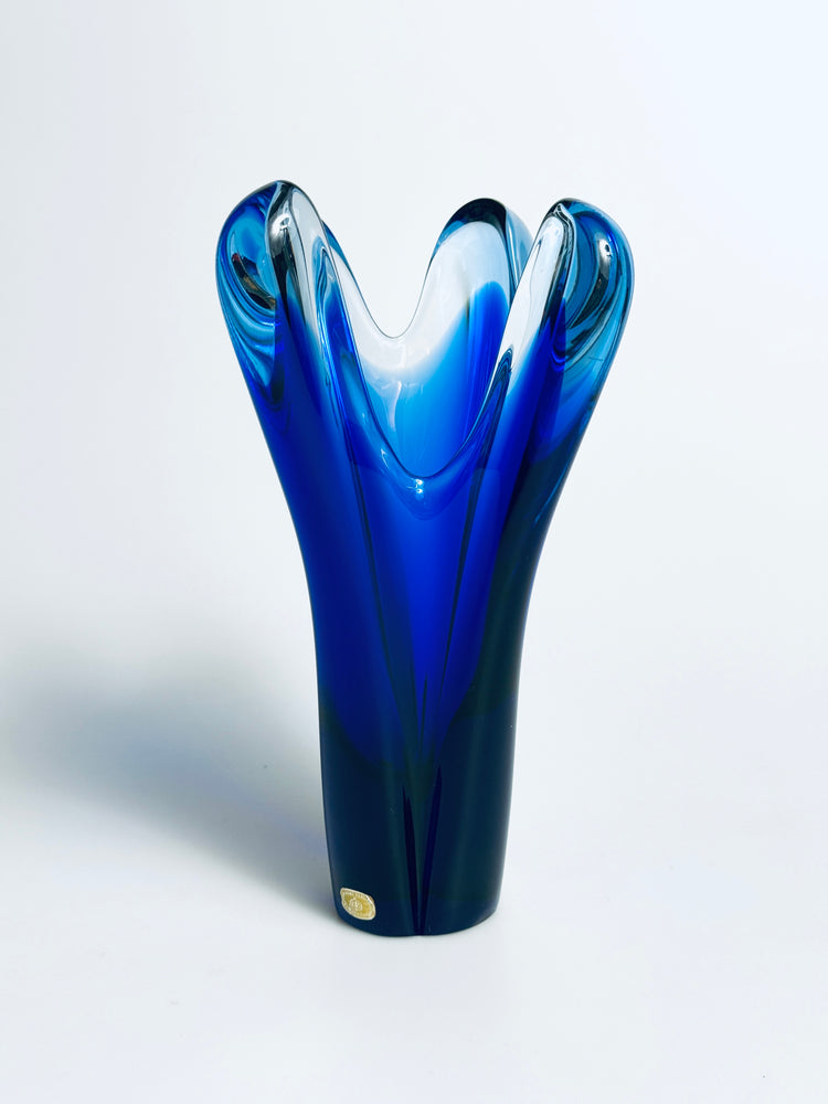 Vase Kristall Böhmen Design Rudolf Beranek Überfang 60er