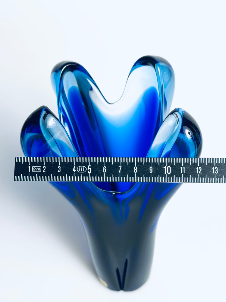 Vase Kristall Böhmen Design Rudolf Beranek Überfang 60er