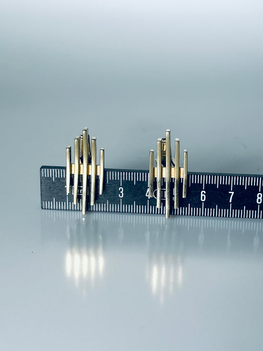 Manschettenknöpfe vergoldet Design 1960er grafisch gepunzt Gitter Plaqué Modern