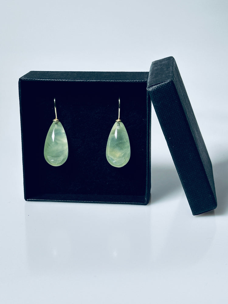 Ohrringe 750er Gold Prehnit Pampeln Ohrhänger 18 Karat GG