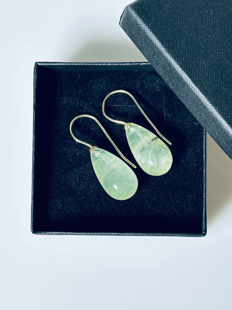 Ohrringe 750er Gold Prehnit Pampeln Ohrhänger 18 Karat GG