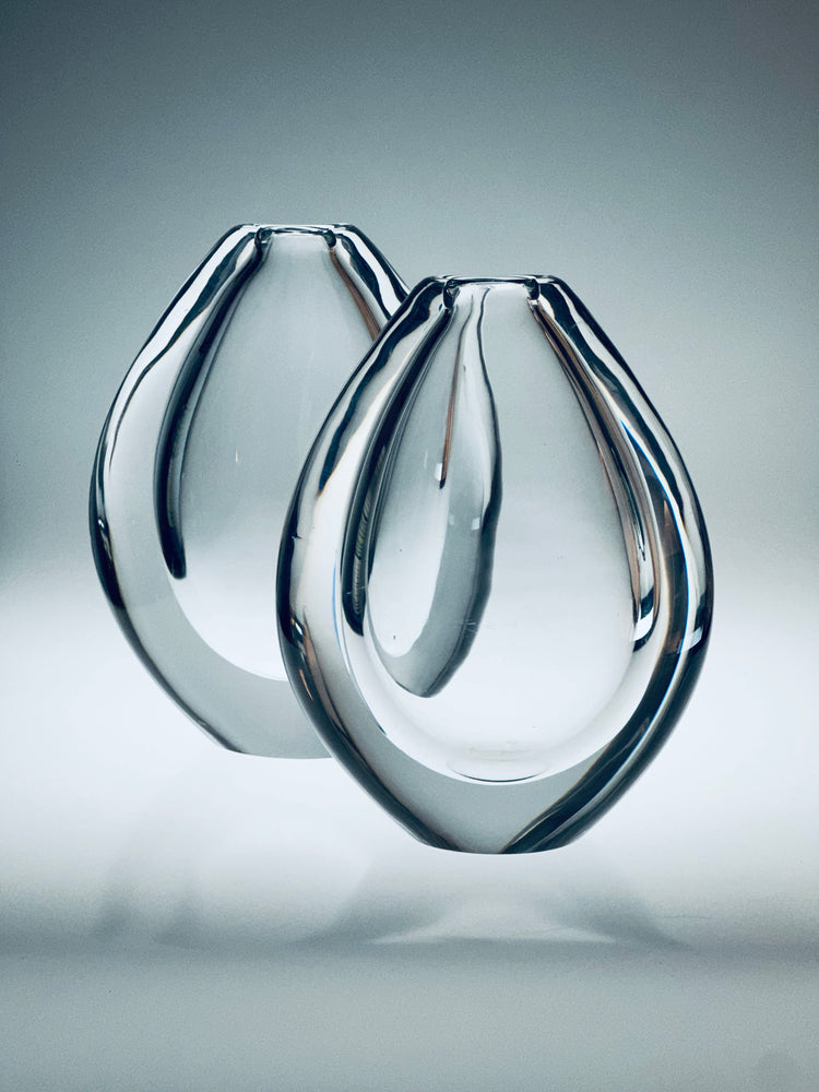 SVEN PALMQVIST Vase Glas graviert ORREFORS Sweden signiert 1960er Schweden Teardrop große Ausführung