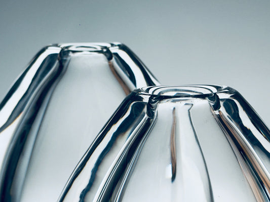 SVEN PALMQVIST Vase Glas graviert ORREFORS Sweden signiert 1960er Schweden Teardrop große Ausführung