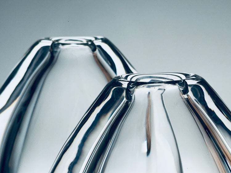 SVEN PALMQVIST Vase Glas graviert ORREFORS Sweden signiert 1960er Schweden Teardrop große Ausführung