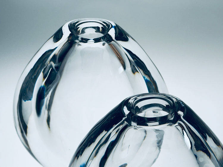 SVEN PALMQVIST Vase Glas graviert ORREFORS Sweden signiert 1960er Schweden Teardrop große Ausführung