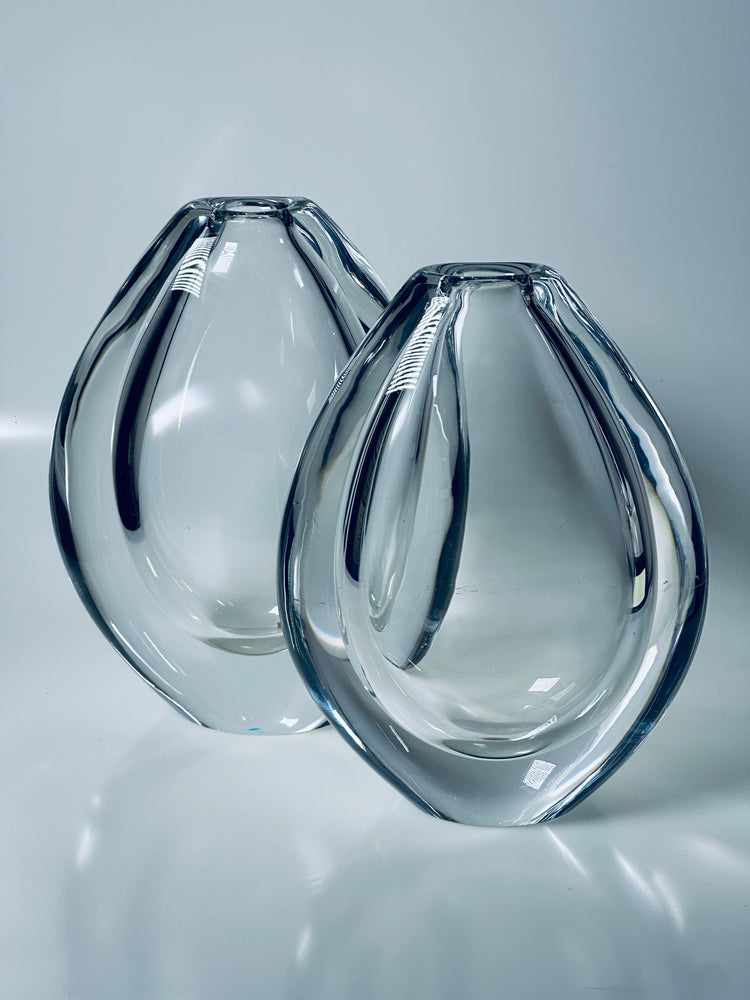 SVEN PALMQVIST Vase Glas graviert ORREFORS Sweden signiert 1960er Schweden Teardrop große Ausführung