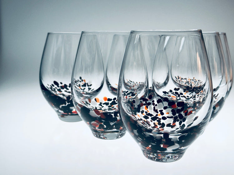 6er Set Weingläser Weinglas Design Johanna Jelinek Handarbeit 1990er Ikea Dots Punkte