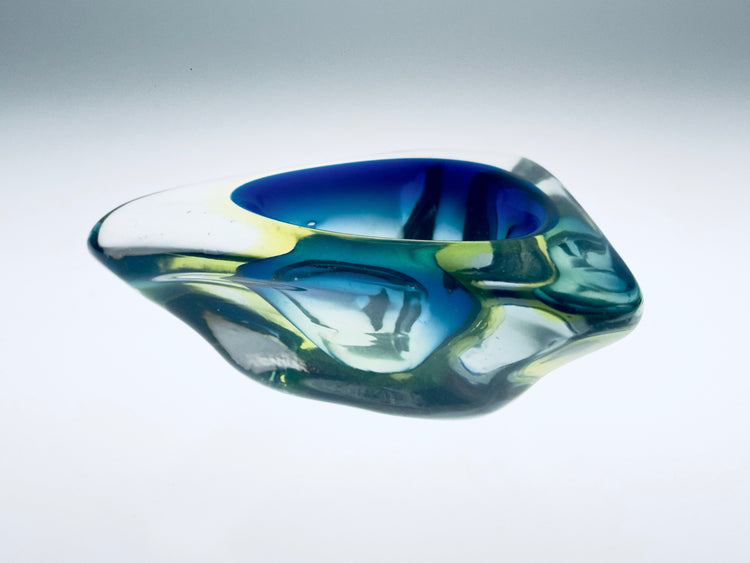 Aschenbecher Flavio Poli Murano Sommerso Italy Modern 1970er blau grün Schale
