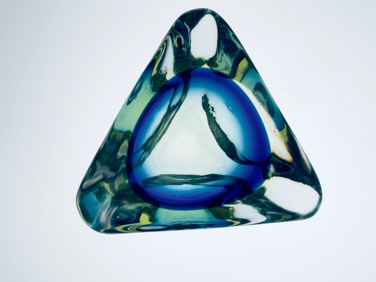 Aschenbecher Flavio Poli Murano Sommerso Italy Modern 1970er blau grün Schale