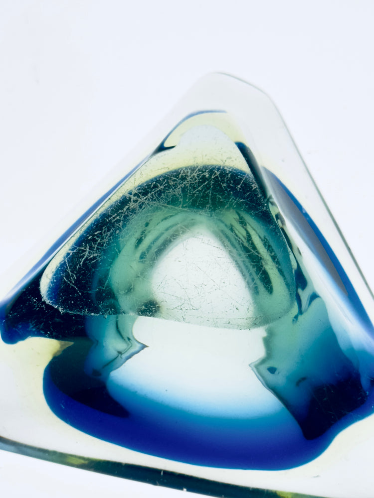 Aschenbecher Flavio Poli Murano Sommerso Italy Modern 1970er blau grün Schale