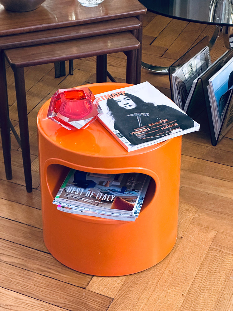 Beistelltisch sidetable Artemide Giano Giano Vano Emma Gismondi 1970er Space Age Pop ArtOrange