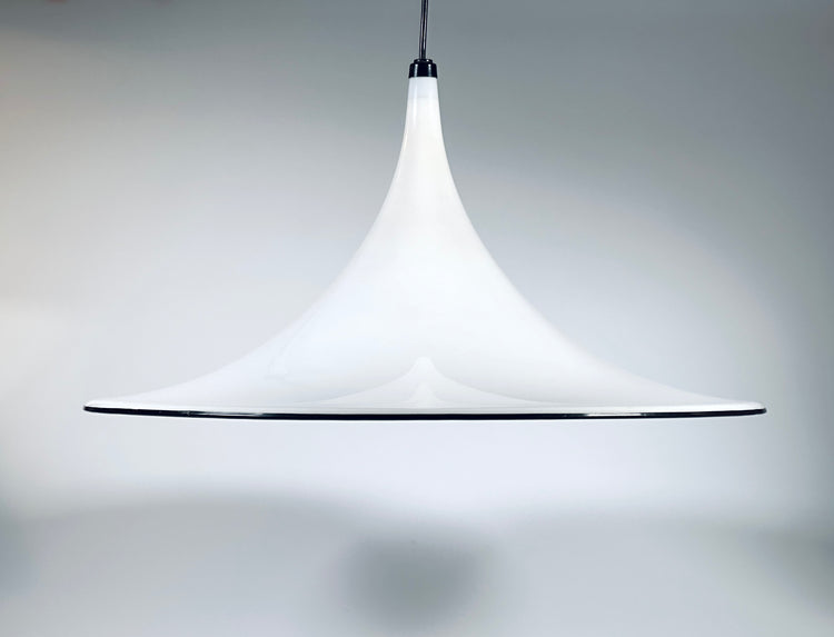 Pendelleuchte pendant light Deckenlampe Lampe Italien 1980er Ø 60 cm XL weiß schwarz Italy Modern Design