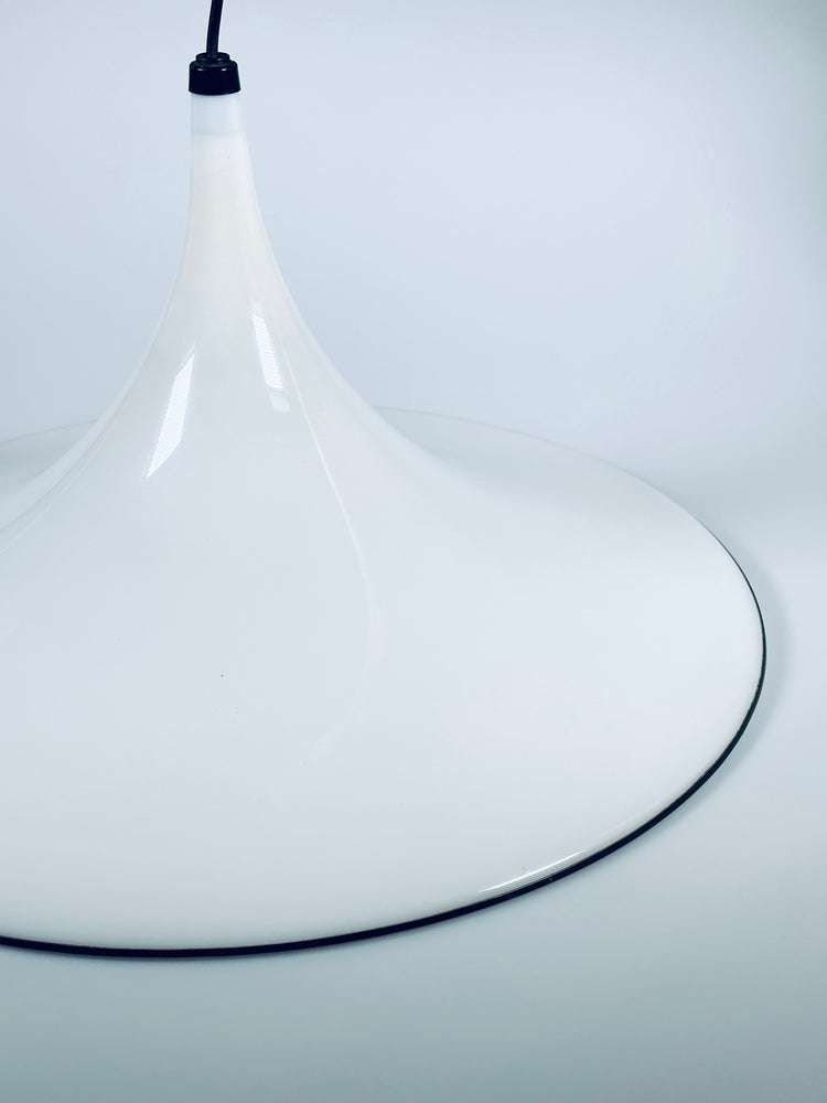 Pendelleuchte pendant light Deckenlampe Lampe Italien 1980er Ø 60 cm XL weiß schwarz Italy Modern Design