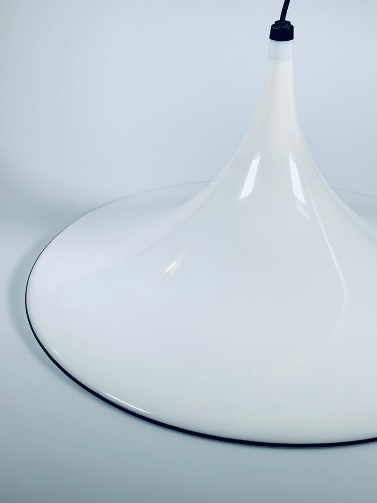 Pendelleuchte pendant light Deckenlampe Lampe Italien 1980er Ø 60 cm XL weiß schwarz Italy Modern Design