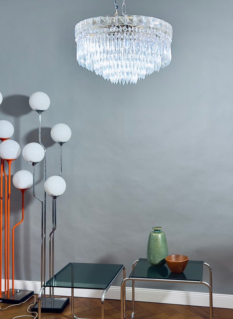 Kronleuchter Pendant light Glas Kristall Prisma 1960er Schweden