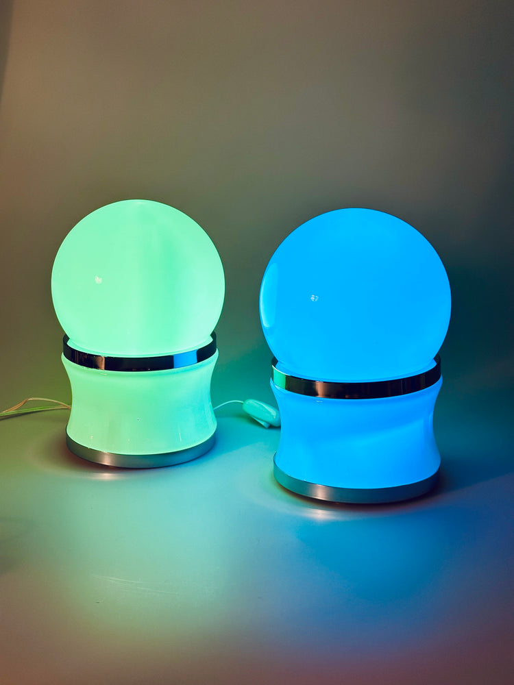 Reggiani Tischlampe Lampe lamp Opalglas Chrom 1960er Italy Modern Space Age