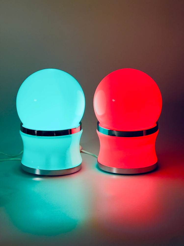 Reggiani Tischlampe Lampe lamp Opalglas Chrom 1960er Italy Modern Space Age