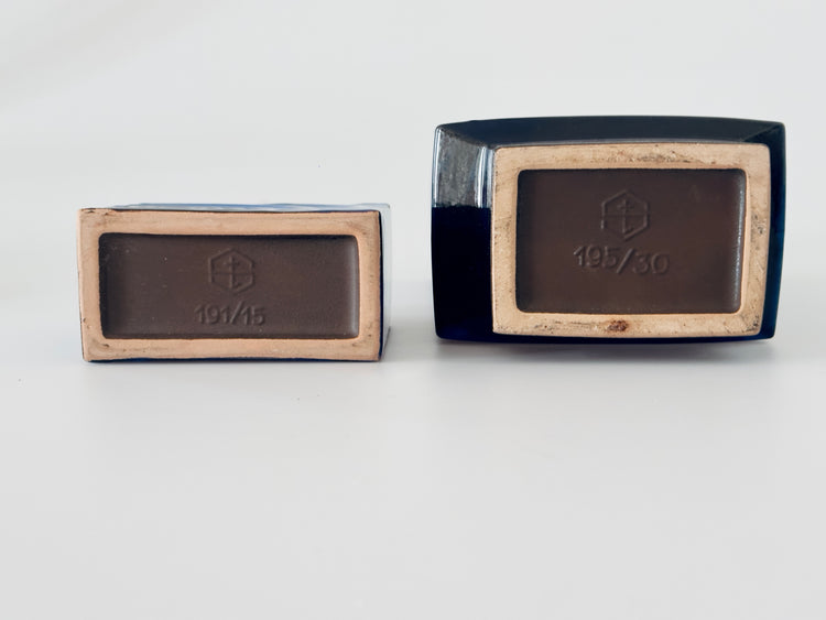 Paar Vasen Vase Design Cari Zalloni für Steuler Keramik OpArt blauschwarz XXL 30 cm