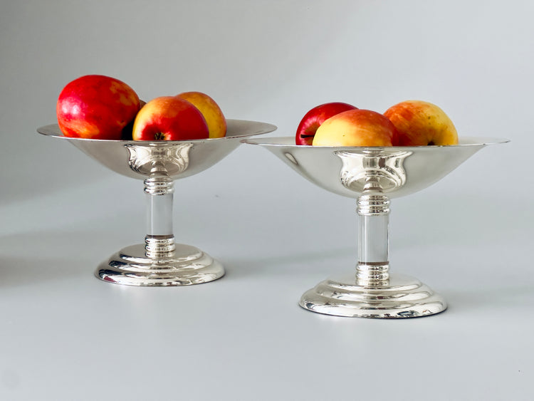 Schale versilbertes Metall Plexiglas Italy 1970er Jahre Artdeco Fussschale