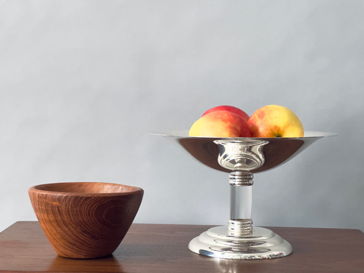 Schale versilbertes Metall Plexiglas Italy 1970er Jahre Artdeco Fussschale