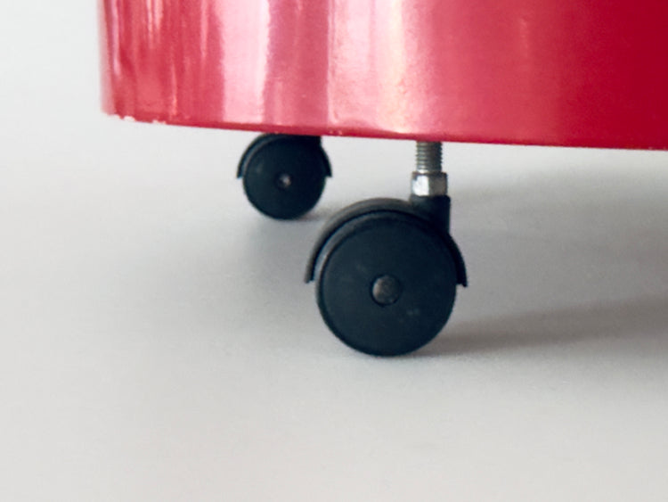 Opal Beistelltisch sidetable Tisch Luna Rollen Rot 1960er Rauchglas Barwagen space age