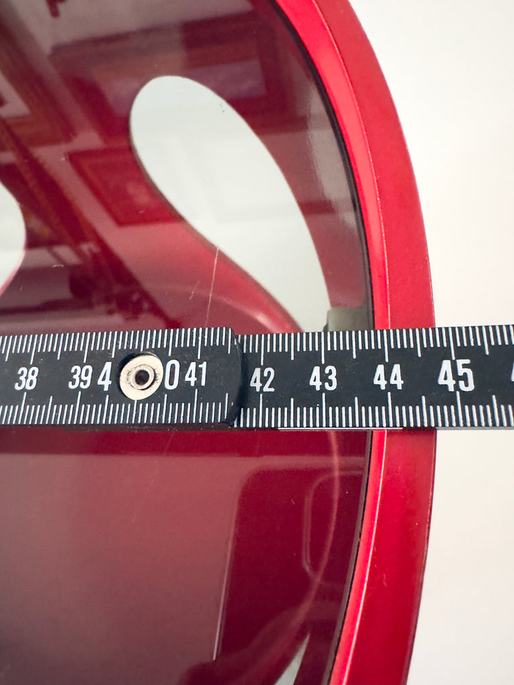 Opal Beistelltisch sidetable Tisch Luna Rollen Rot 1960er Rauchglas Barwagen space age