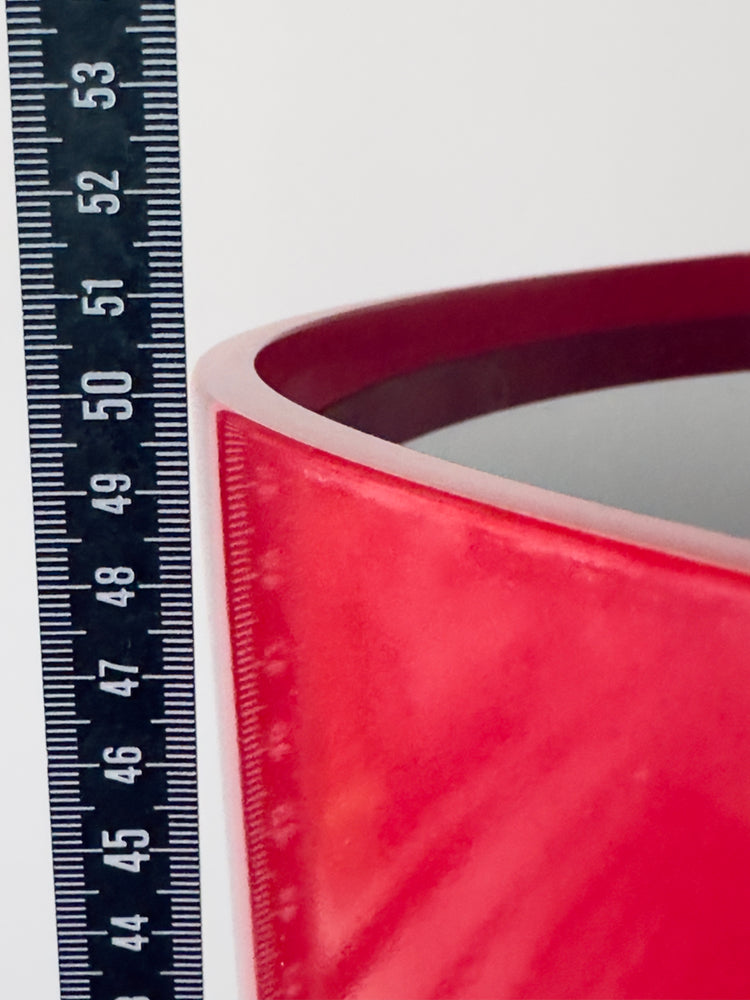 Opal Beistelltisch sidetable Tisch Luna Rollen Rot 1960er Rauchglas Barwagen space age