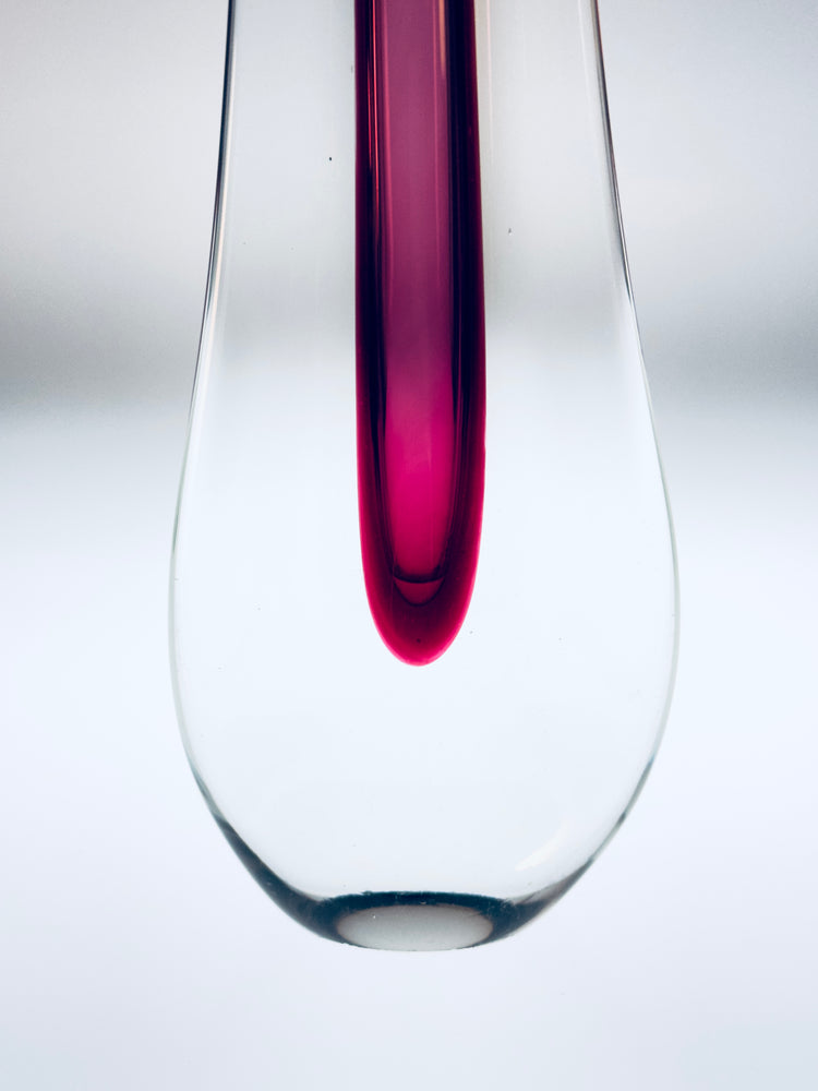 Solifleur Vase Murano Flavio Poli Seguso Überfang Sommerso Italy 1960er