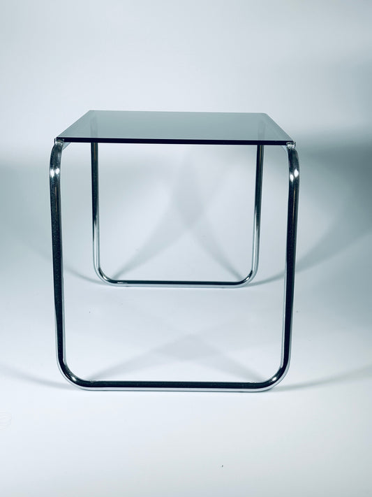sidetable Beistelltisch Nachttisch Design Italy 1960er ähnlich Laccio Breuer Rauchglas grau