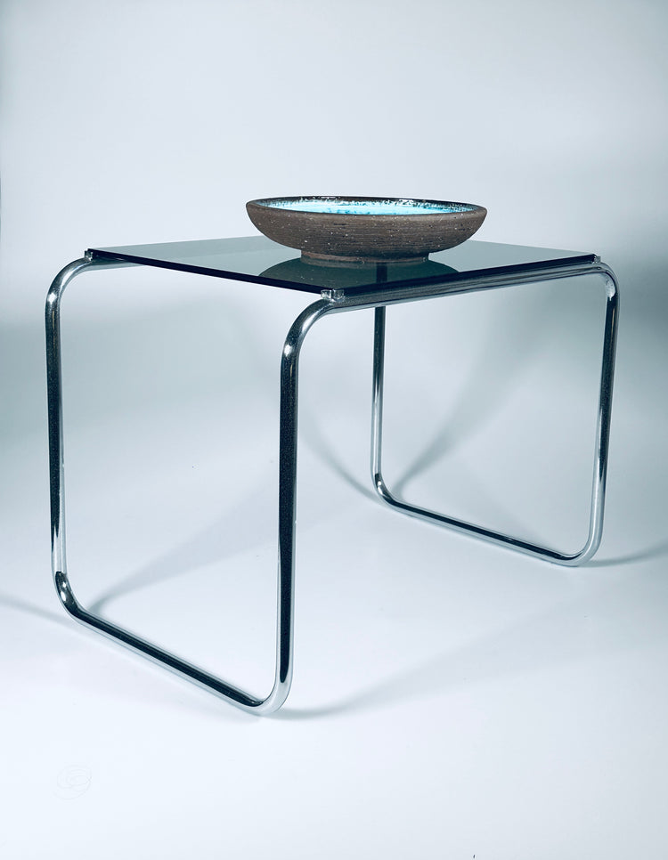 sidetable Beistelltisch Nachttisch Design Italy 1960er ähnlich Laccio Breuer Rauchglas grau