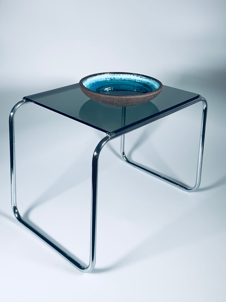sidetable Beistelltisch Nachttisch Design Italy 1960er ähnlich Laccio Breuer Rauchglas grau