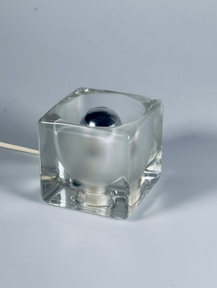 Tischleuchte Lampe Tischlampe Peill & Putzler Cube Eiswürfel 1970er Glas Würfel
