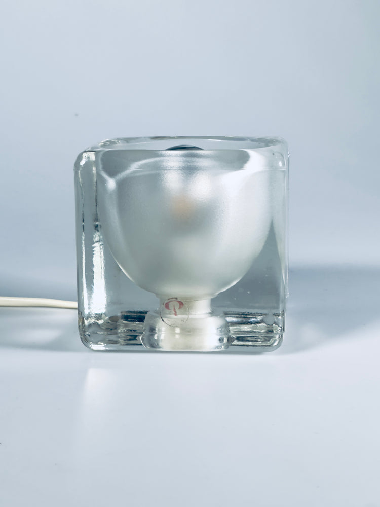 Tischleuchte Lampe Tischlampe Peill & Putzler Cube Eiswürfel 1970er Glas Würfel