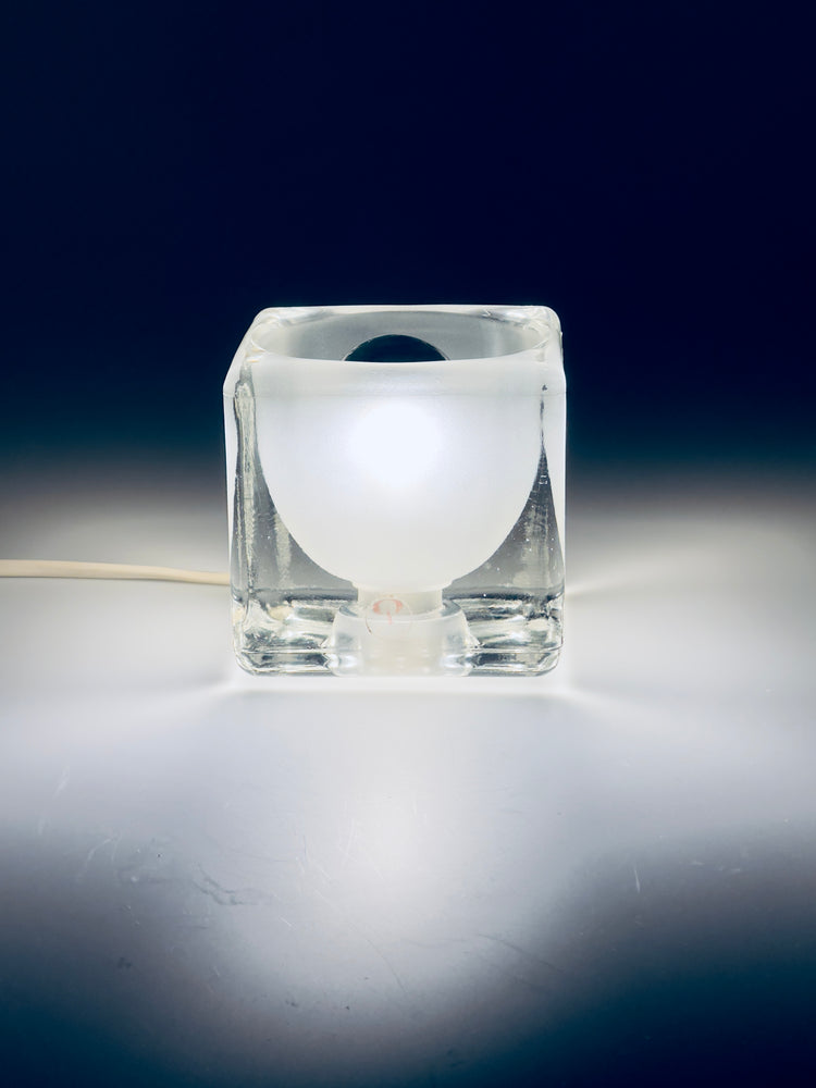 Tischleuchte Lampe Tischlampe Peill & Putzler Cube Eiswürfel 1970er Glas Würfel