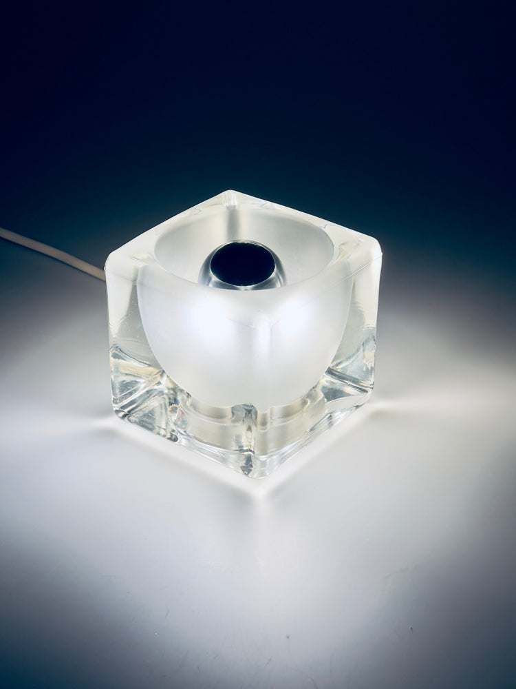 Tischleuchte Lampe Tischlampe Peill & Putzler Cube Eiswürfel 1970er Glas Würfel