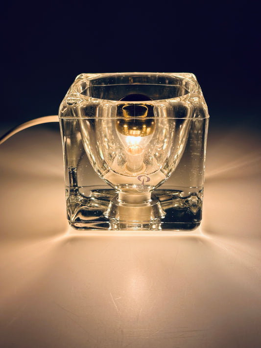 Tischleuchte Cube Peill & Putzler Glas Eiswürfel 1970er Lampe