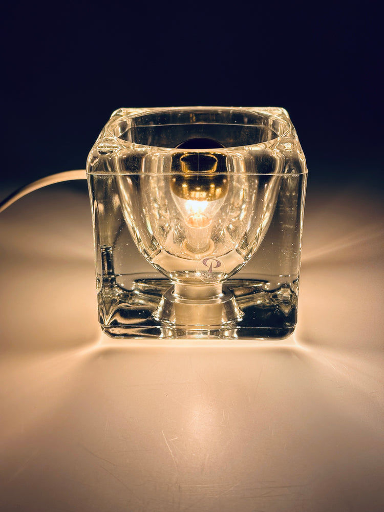 Tischleuchte Cube Peill & Putzler Glas Eiswürfel 1970er Lampe