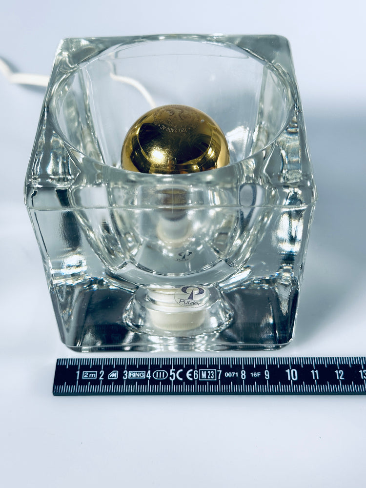 Tischleuchte Cube Peill & Putzler Glas Eiswürfel 1970er Lampe