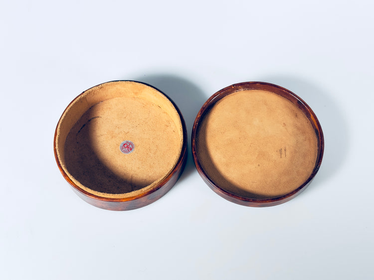 Dose Schatulle echtes Leder Italy 925 Silber de Giovanni Argenteria 1950er Milano Deckeldose