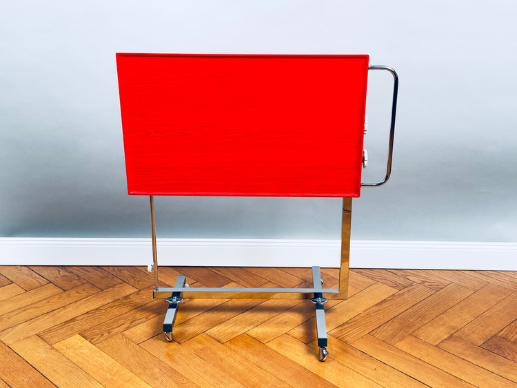 1970er Bremshey Variett Servierwagen ROT Chrom multifunktional Barwagen Teewagen side table