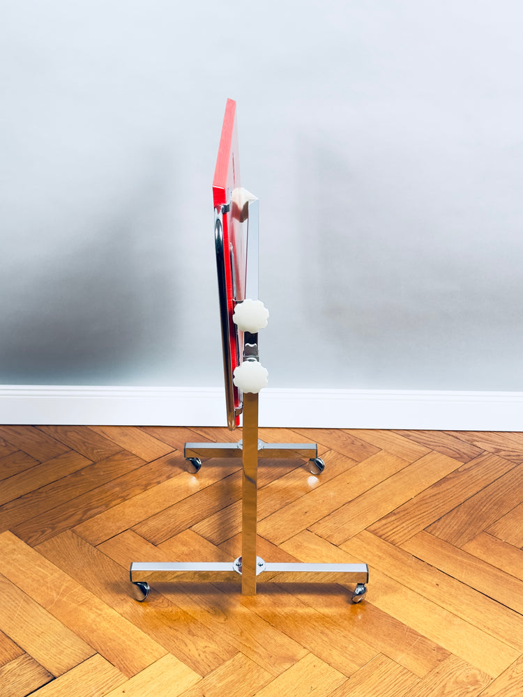 1970er Bremshey Variett Servierwagen ROT Chrom multifunktional Barwagen Teewagen side table