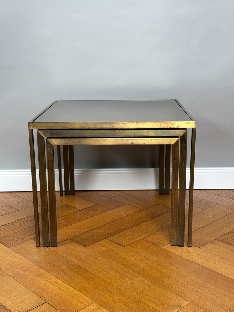 Satztische Messing Spiegel Glas Italien Italy Nesting Tables 1960er