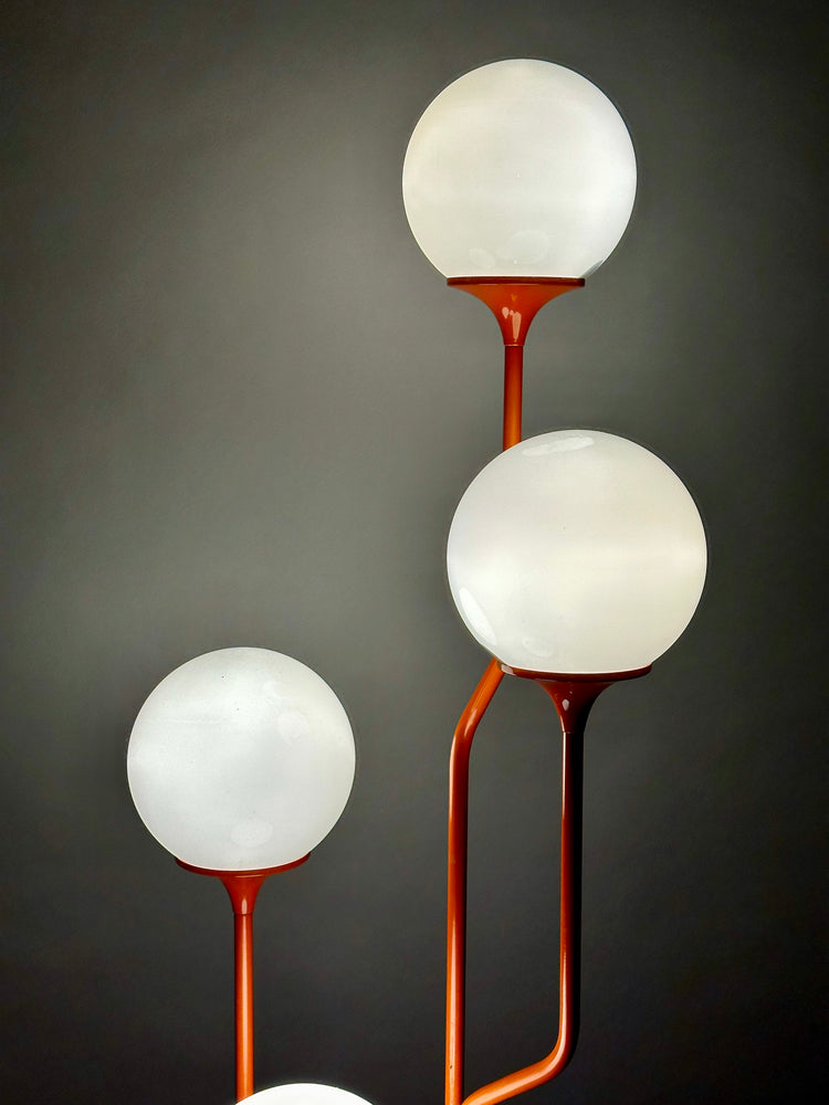 Goffredo Reggiani Stehleuchte Stehlampe Lampe Orange Italien Modern 1970er Opalglas Midcentury Atomic Milk Glass