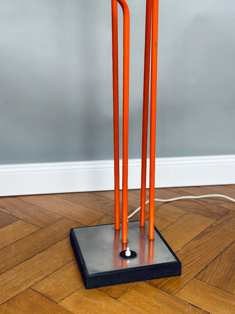 Goffredo Reggiani Stehleuchte Stehlampe Lampe Orange Italien Modern 1970er Opalglas Midcentury Atomic Milk Glass