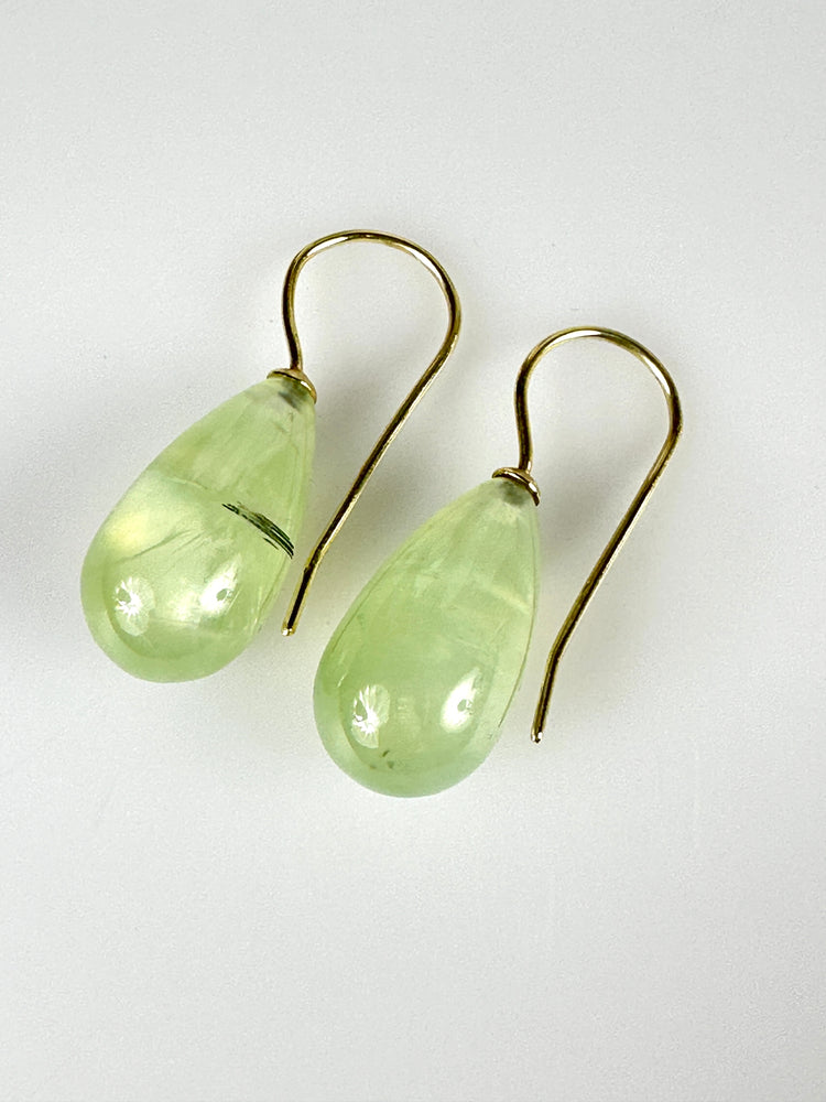 Ohrringe 750er Gold Prehnit Pampeln Ohrhänger 18 Karat GG
